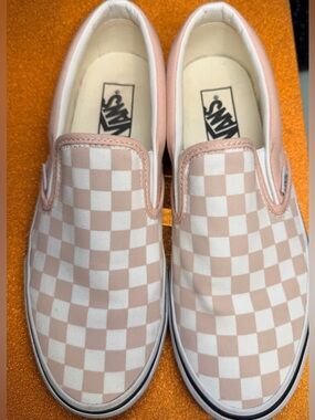 Vans Women’s Classic Slip-On Checkerboard Sneakers - Color:Rose Smoke